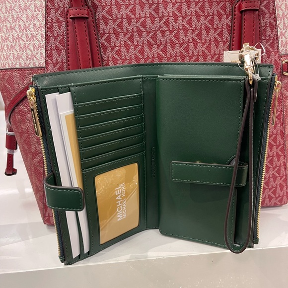 MICHAEL KORS Jet Set Large Ombré Signature Logo Double Zip Wristlet Phone Holder - Picture 15 of 16